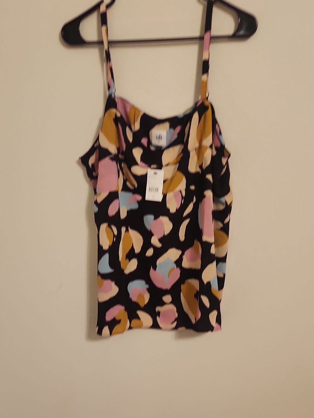 CAbi Black Abstract Multi-Color Print Cami